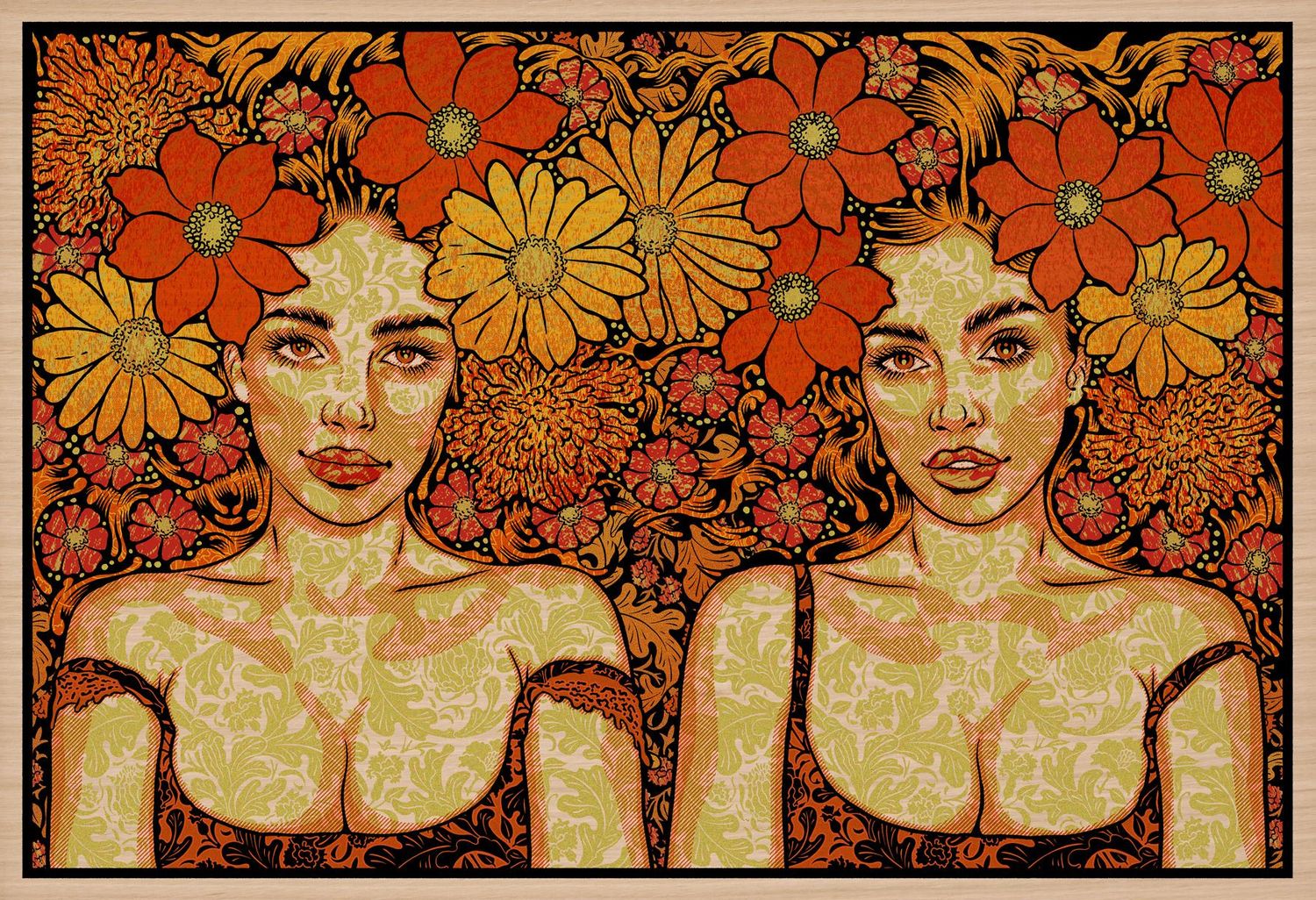 Editions d'art de CHUCK SPERRY a pour titre SOEURS JUMELLES WOOD PANEL style expo chuck dim : CHUCK SPERRYprix:2150