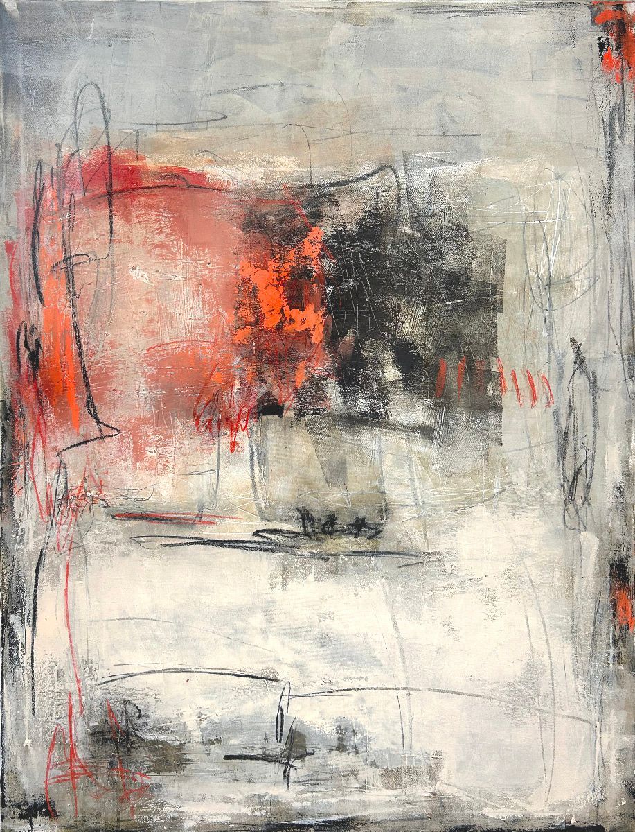 Tableau de TANIA CARRARA a pour titre Nuances rouge capucine style abstrait dim : TANIA CARRARAprix:1400
