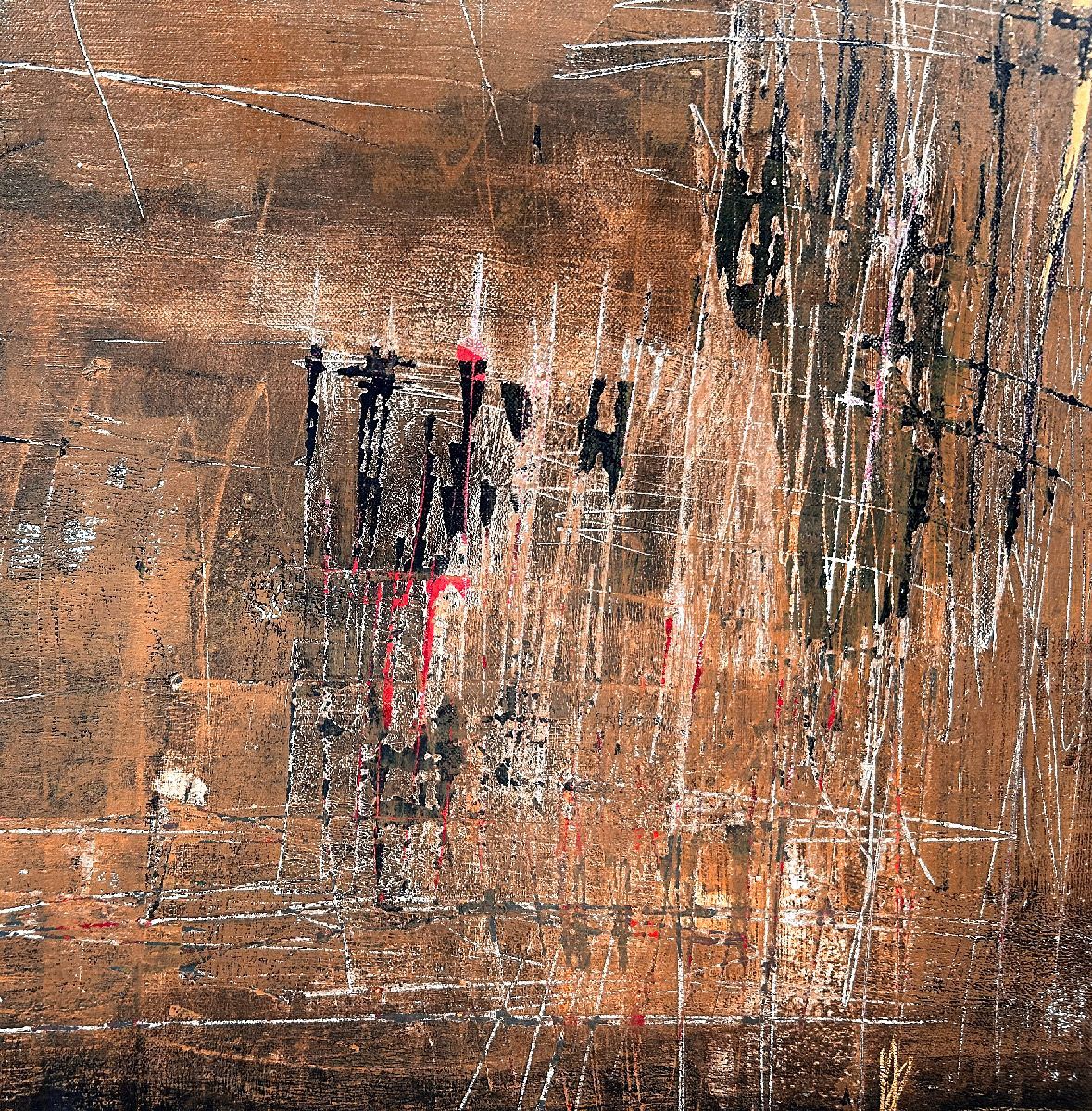 Tableau de TANIA CARRARA a pour titre Nuances Cuivre style abstrait dim : TANIA CARRARAprix:1400