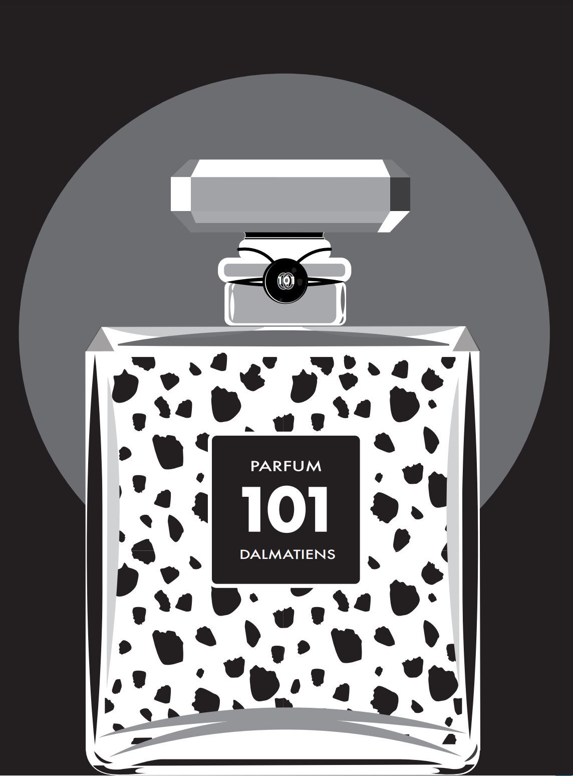 Editions d'art de JMC a pour titre PARFUM 101 Dalmatiens style figuratif, graphique dim : JMCprix:30