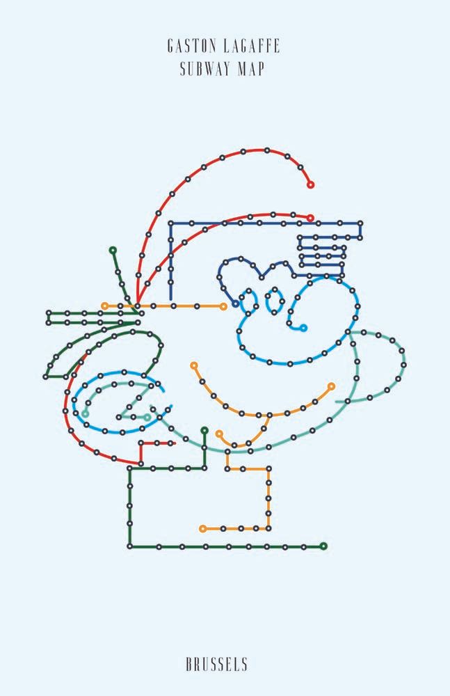 Editions d'art de GABY JOSEPHINE a pour titre SUBWAY MAP GASTON LAGAFFE style figuratif dim : GABY JOSEPHINEprix:30