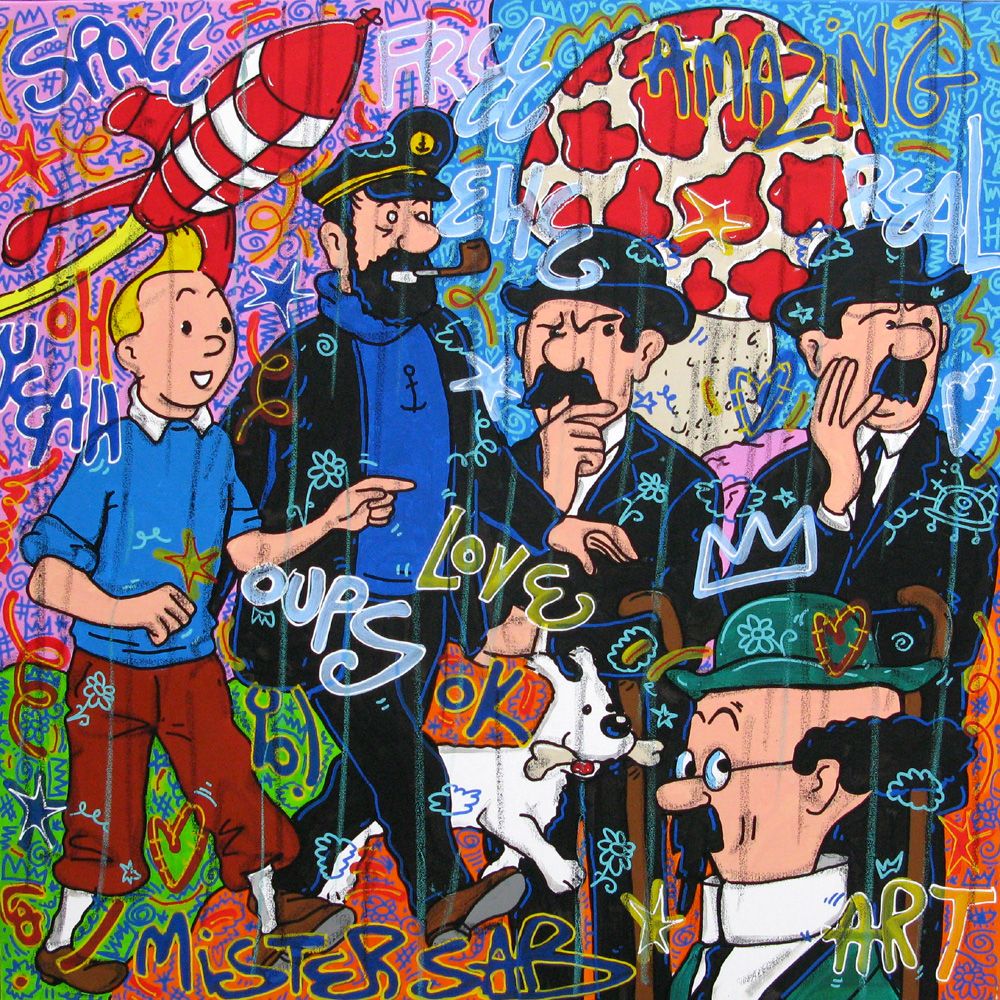 Tableau de RICO SAB a pour titre Amazing Tintin style street pop art, street art dim : RICO SABprix:950