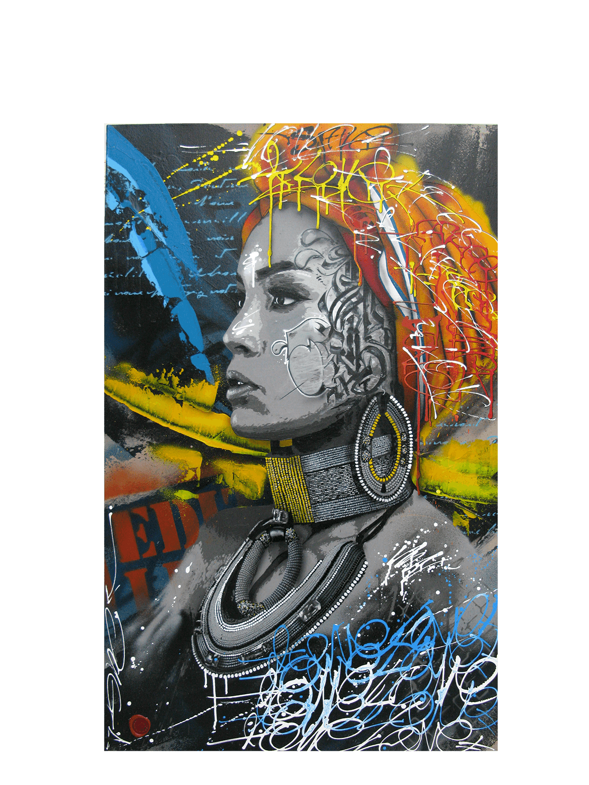 Tableau de JUG a pour titre Salama Cali style street pop art, street art dim : JUGprix:900