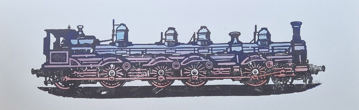 Editions d'art de OSRU a pour titre SKATE/TRAIN BLEU VIOLET style figuratif dim : OSRUprix:70