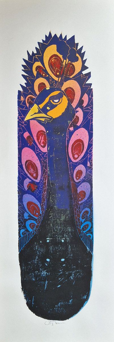 Editions d'art de OSRU a pour titre SKATE/PAON AU BEC JAUNE style figuratif dim : OSRUprix:70