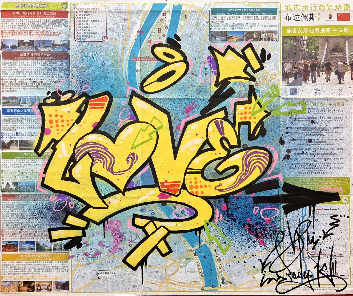 Dessin de LADY K a pour titre LADY K LOVE (Chine) style graffiti, street art dim : LADY Kprix:400