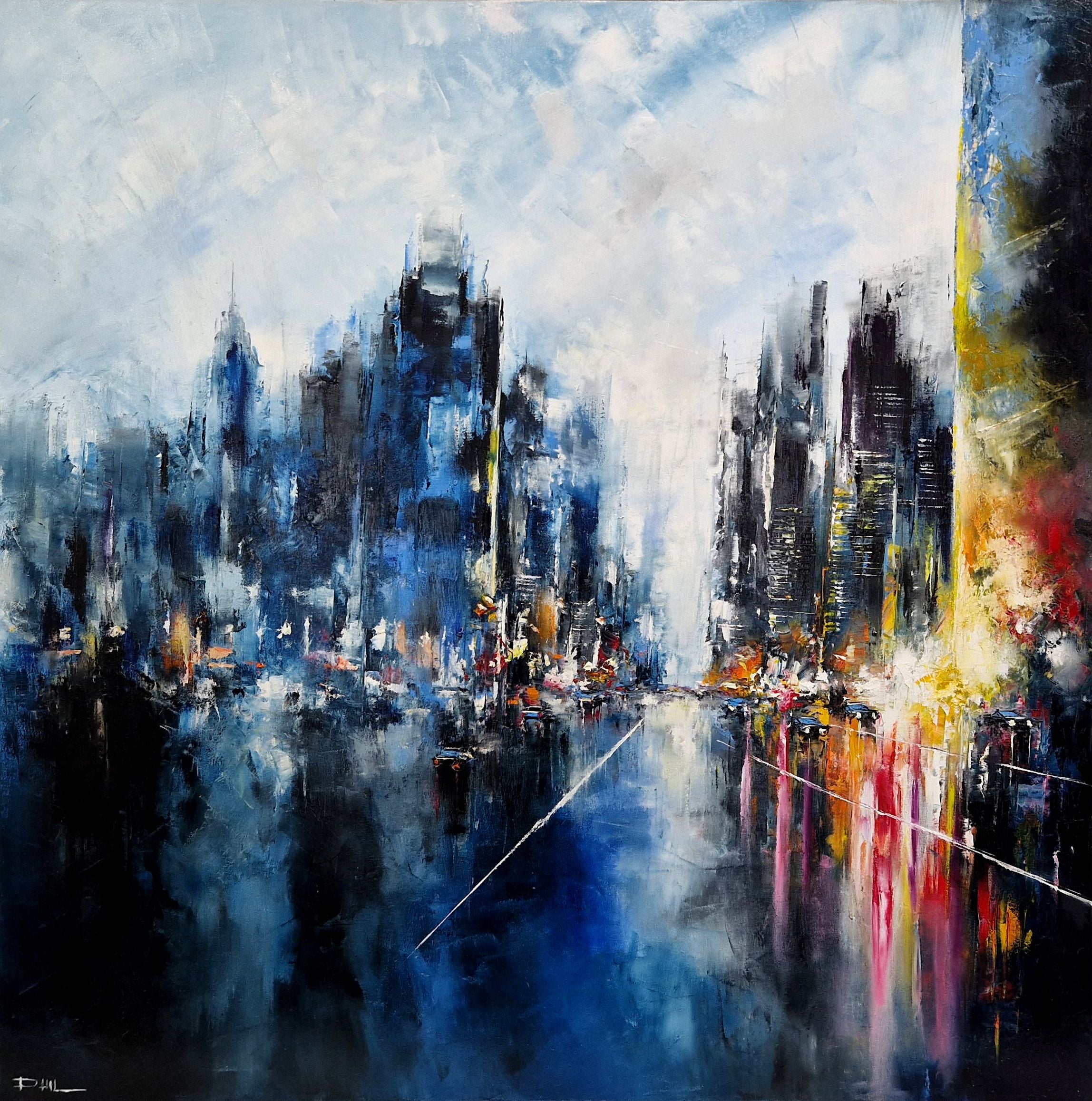 Tableau de PHIL a pour titre Midnight in New York style figuratif dim : PHILprix:850