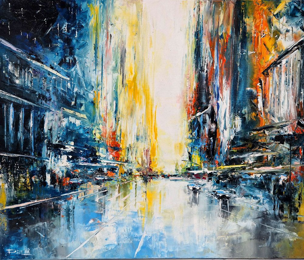 Tableau de PHIL a pour titre Little morning, NY style figuratif dim : PHILprix:350