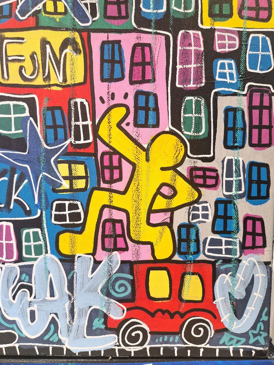 Tableau de RICO SAB a pour titre PARIS BRUXELLES BERLIN style street pop art dim : RICO SABprix:290