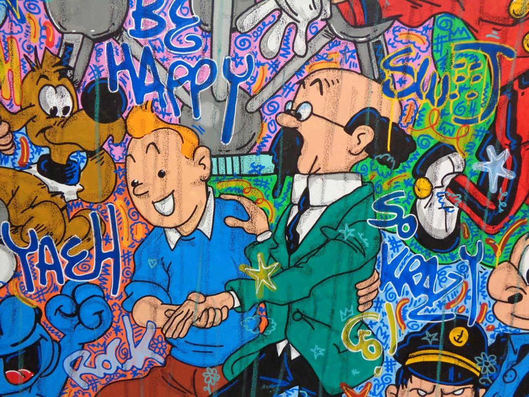 Tableau de RICO SAB a pour titre Be Happy Bx style street pop art, street art dim : RICO SABprix:1200
