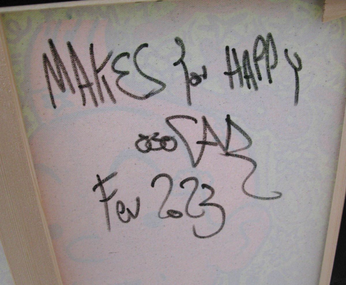 Tableau de RICO SAB a pour titre Makes you happy style street pop art, street art dim : RICO SABprix:320