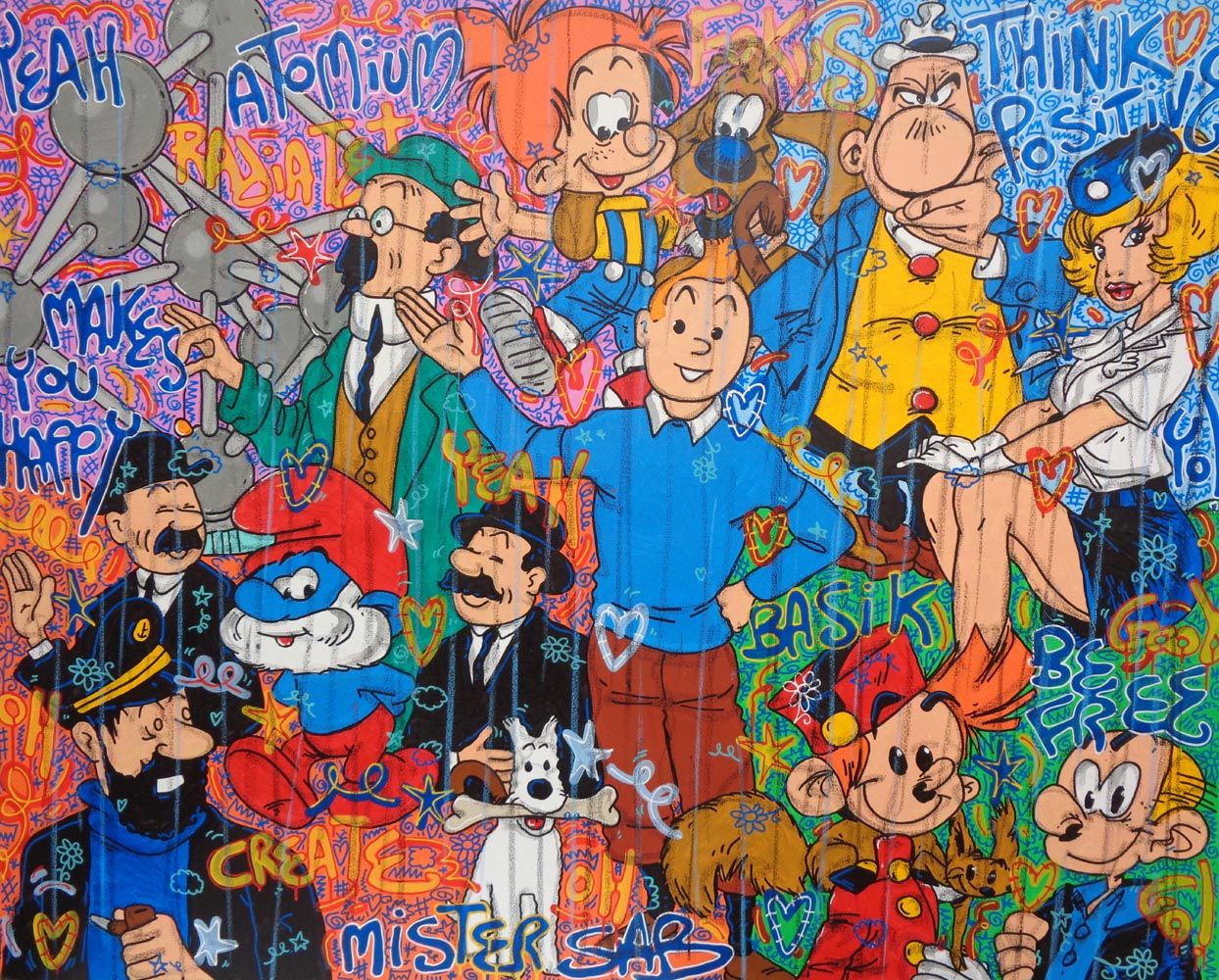 Tableau de RICO SAB a pour titre Make You Happy style street pop art, street art dim : RICO SABprix:1650