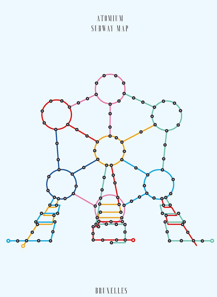 Editions d'art de GABY JOSEPHINE a pour titre SUBWAY MAP ATOMIUM style figuratif dim : GABY JOSEPHINEprix:50