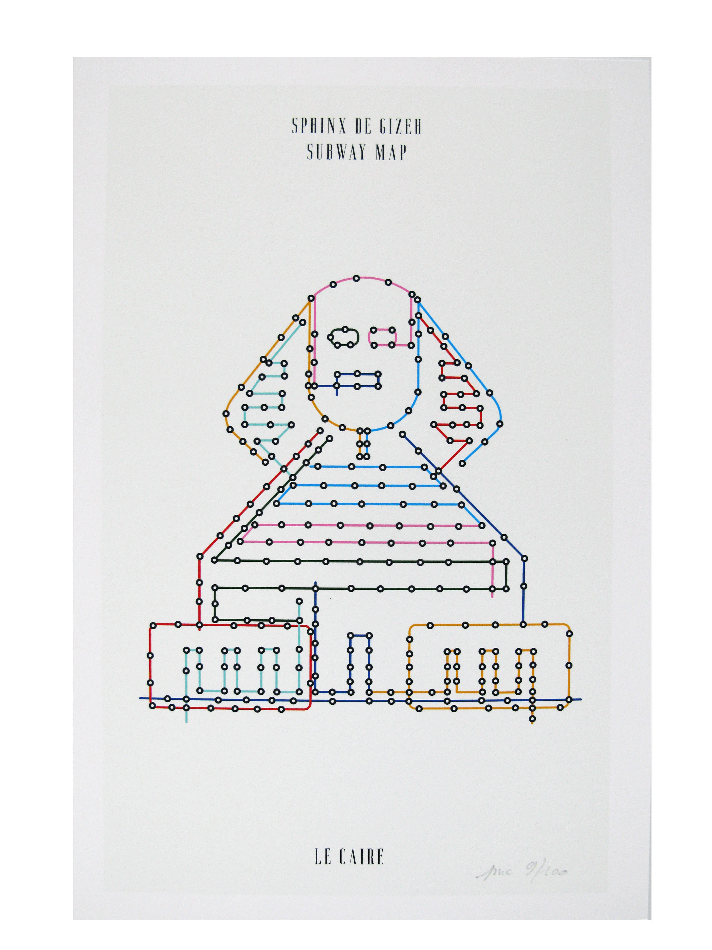 Editions d'art de GABY JOSEPHINE a pour titre SUBWAY MAP Sphinx de Gizeh style figuratif dim : GABY JOSEPHINEprix:30