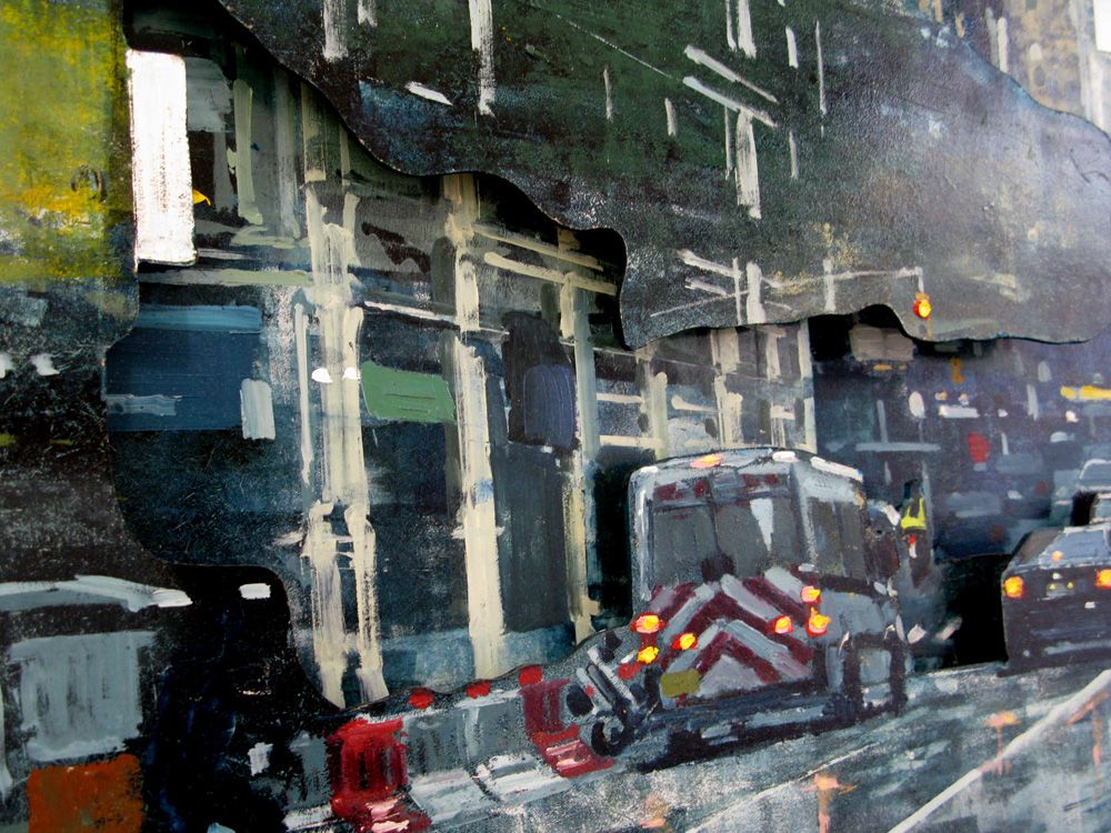 Tableau de ADRIEN FAVEAU a pour titre 7th AVENUE EVENING LIGHTS style figuratif, graphique dim : ADRIEN FAVEAUprix:5800