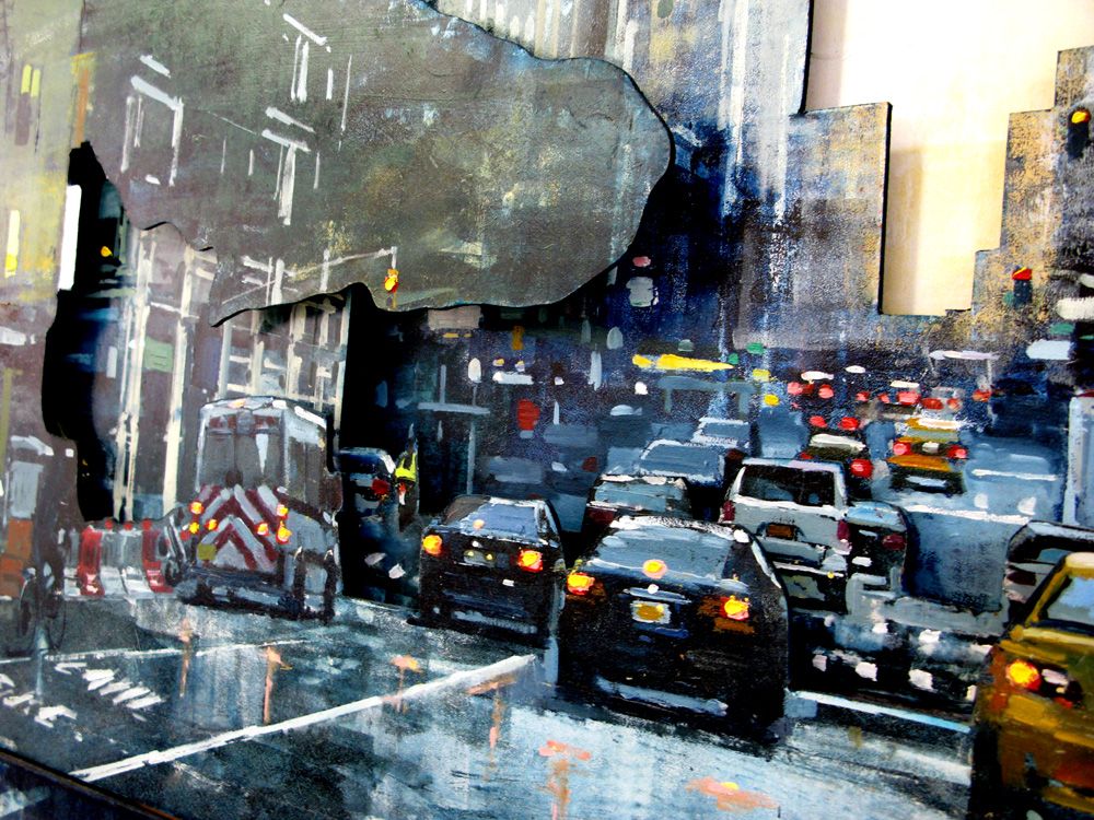 Tableau de ADRIEN FAVEAU a pour titre 7th AVENUE EVENING LIGHTS style figuratif, graphique dim : ADRIEN FAVEAUprix:5800