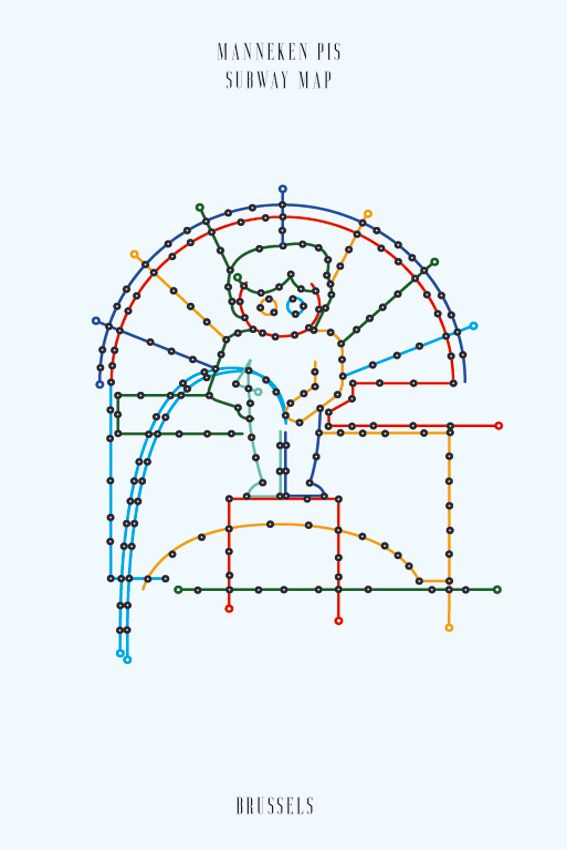 Editions d'art de GABY JOSEPHINE a pour titre SUBWAY MAP MANNEKEN PIS style figuratif dim : GABY JOSEPHINEprix:30