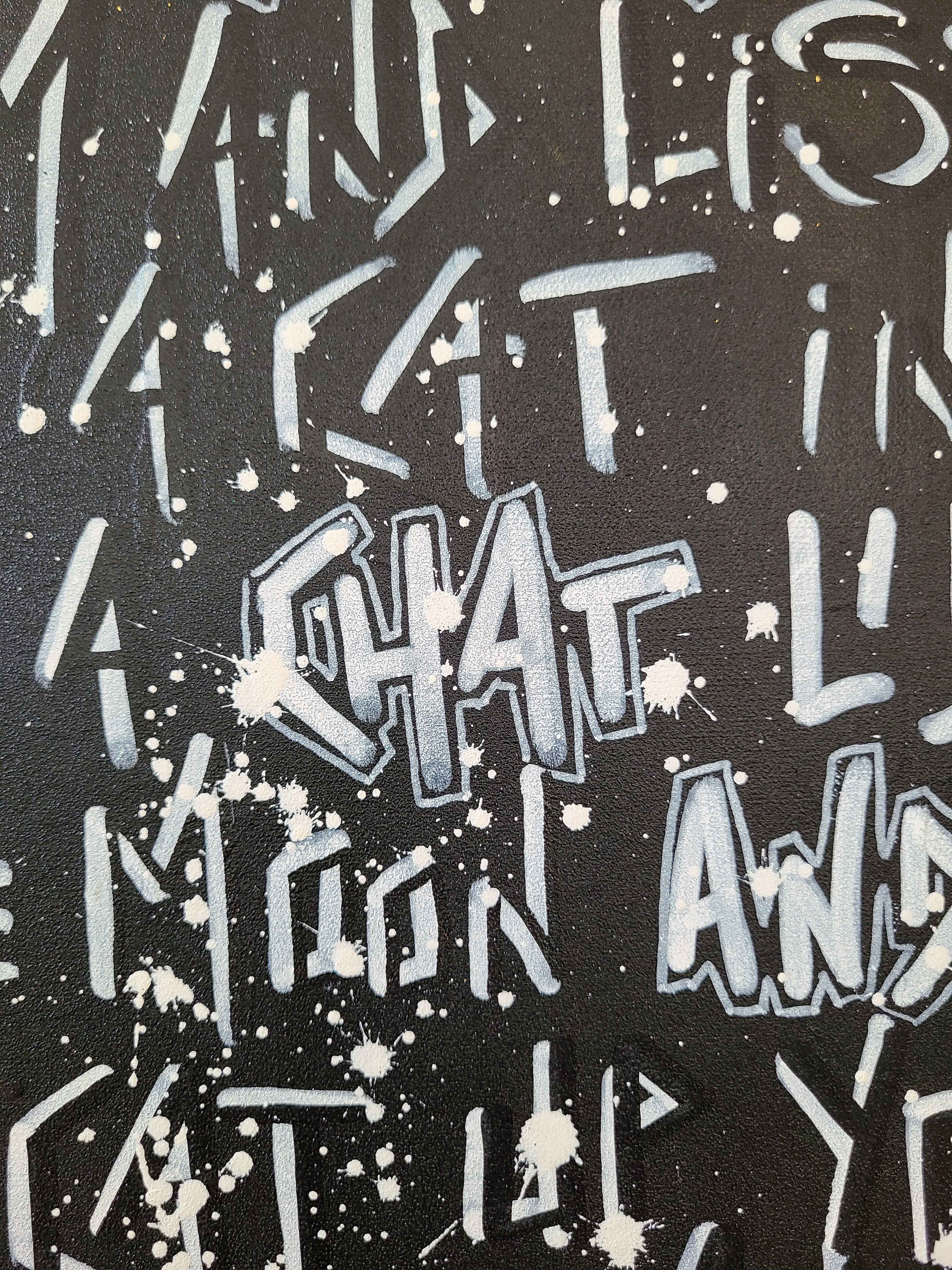 Tableau de Stephanie Godann a pour titre The lone cat style street art dim : Stephanie Godannprix:1000