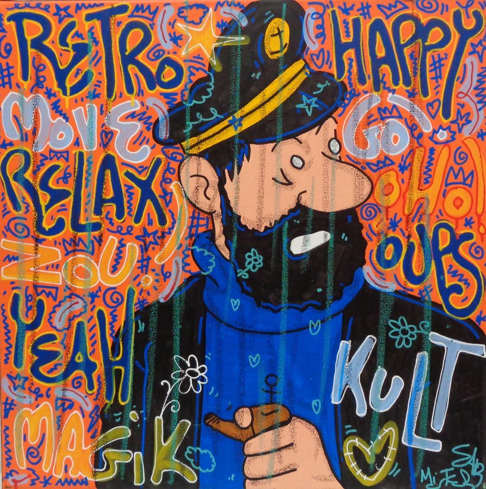 Tableau de RICO SAB a pour titre Retro c'ptain style street pop art, street art dim : RICO SABprix:320