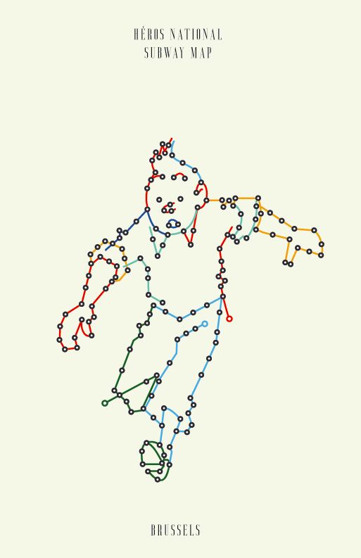 Editions d'art de GABY JOSEPHINE a pour titre SUBWAY MAP TINTIN style figuratif dim : GABY JOSEPHINEprix:30