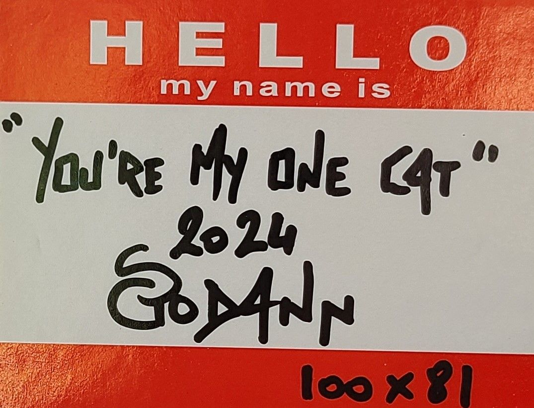 Tableau de Stephanie Godann a pour titre You're my one cat style street art dim : Stephanie Godannprix:1000