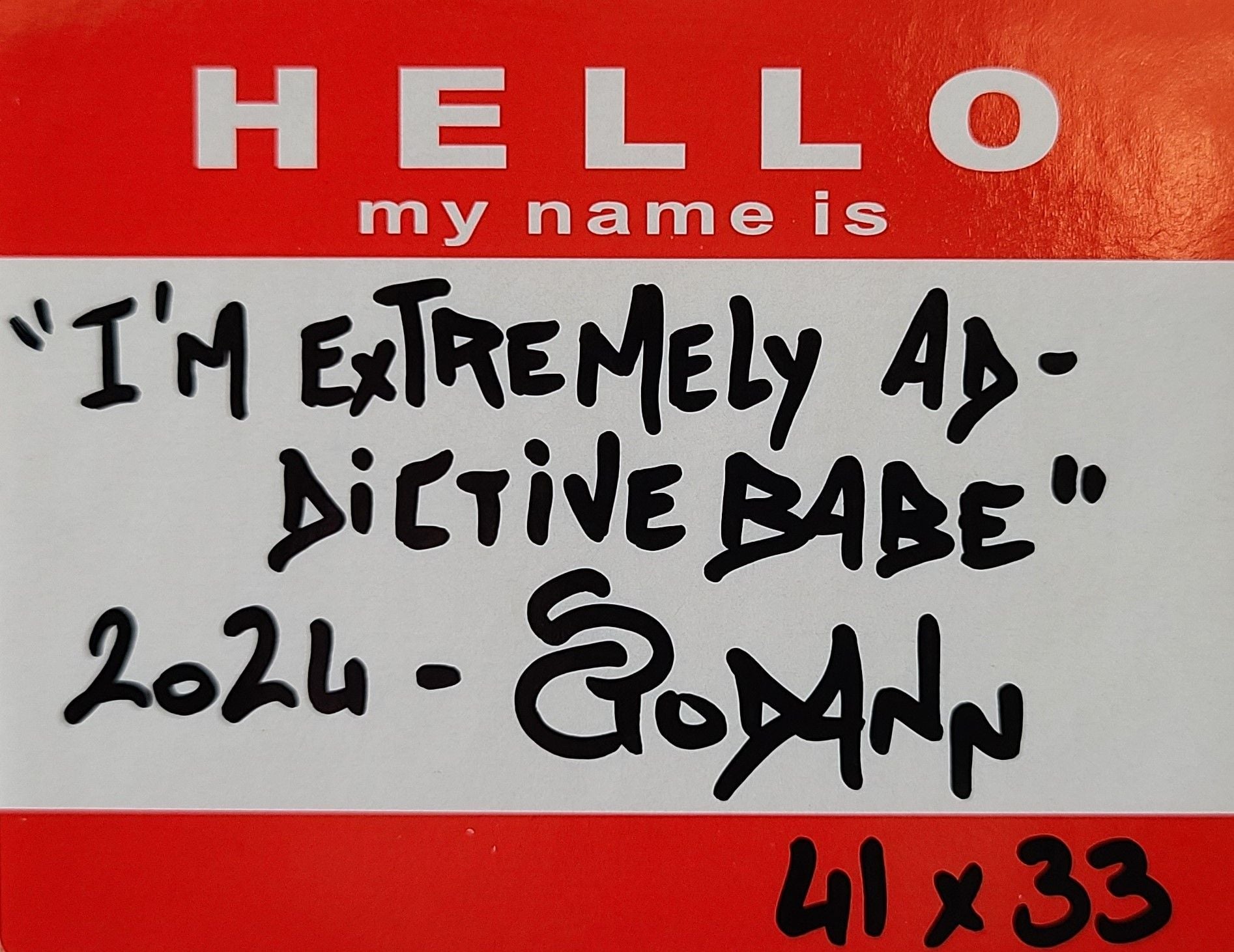 Tableau de Stephanie Godann a pour titre I'm extremely addictive babe style street art dim : Stephanie Godannprix:410