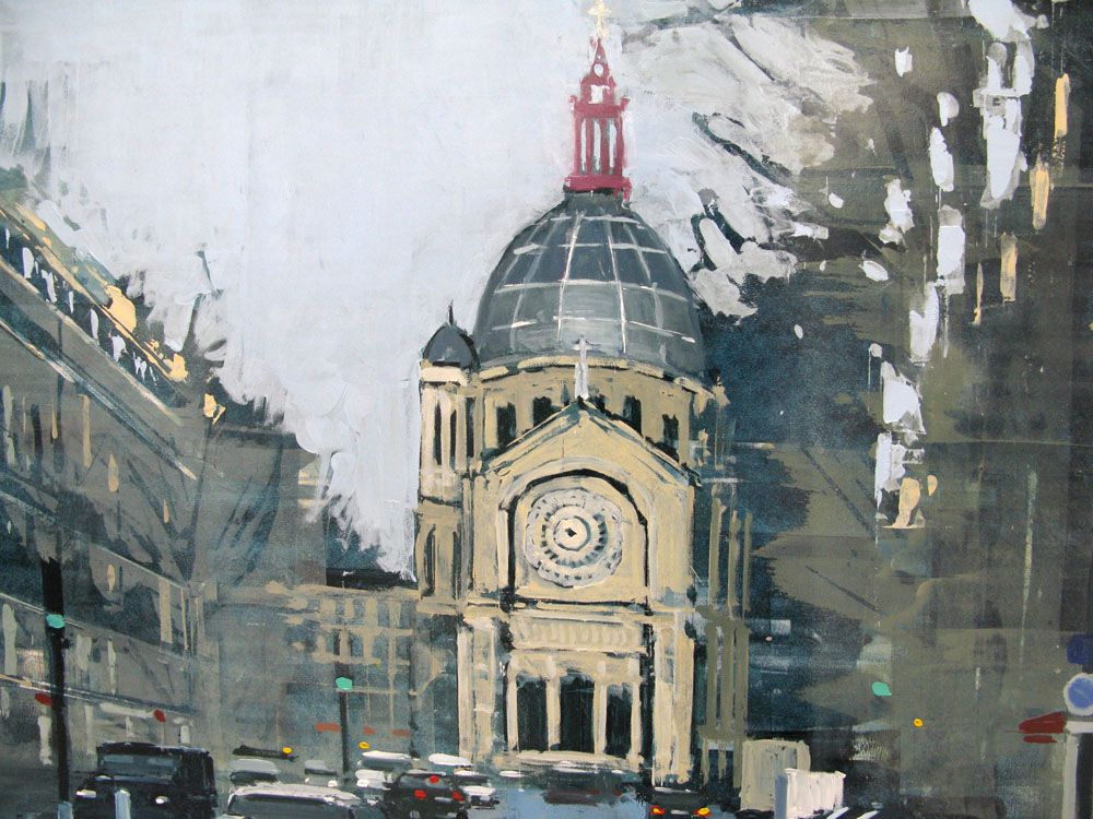 Tableau de ADRIEN FAVEAU a pour titre BOULEVARD MALESHERBES BLUETE style figuratif dim : ADRIEN FAVEAUprix:2500