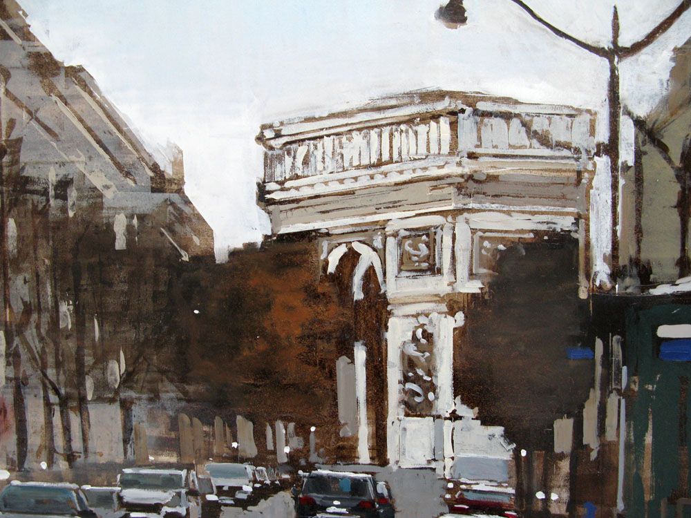 Tableau de ADRIEN FAVEAU a pour titre AUTOMNE SUR L'AVENUE HOCHE style figuratif dim : ADRIEN FAVEAUprix:2500
