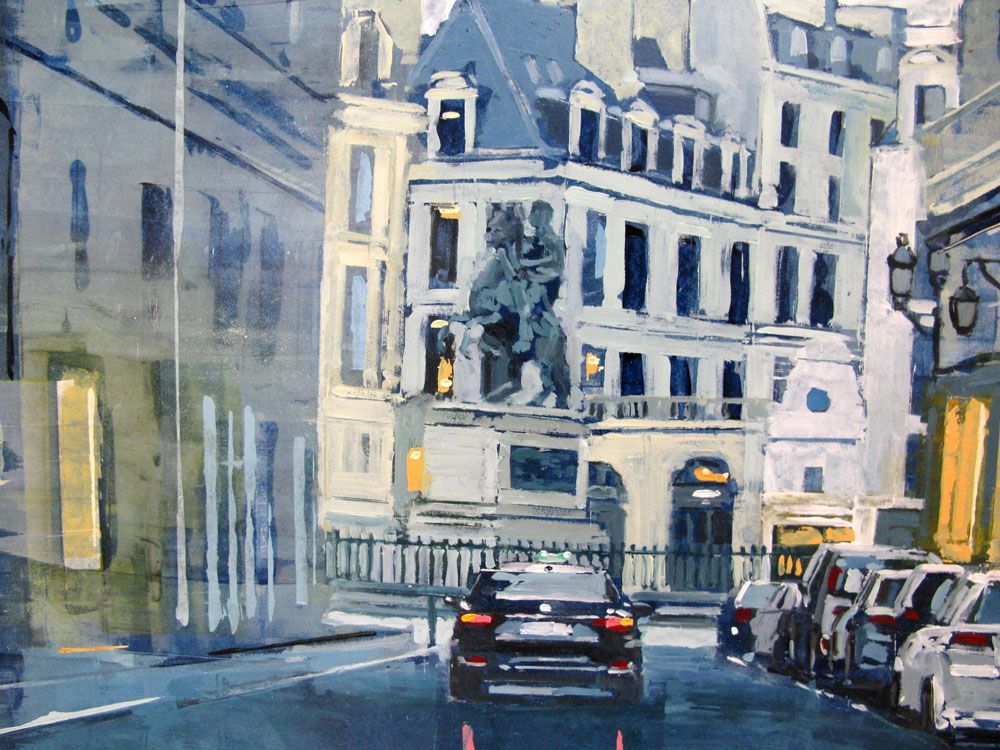 Tableau de ADRIEN FAVEAU a pour titre PLACE DES VICTOIRES style figuratif dim : ADRIEN FAVEAUprix:1800