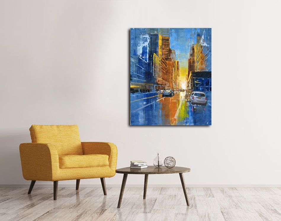 Tableau de ADRIEN FAVEAU a pour titre 57TH STREET SUNSET style figuratif dim : ADRIEN FAVEAUprix:2500
