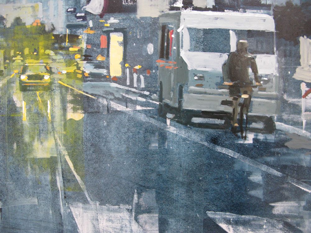 Tableau de ADRIEN FAVEAU a pour titre SAN FRANCISCO FINANCIAL DISTRICT style figuratif dim : ADRIEN FAVEAUprix:5000