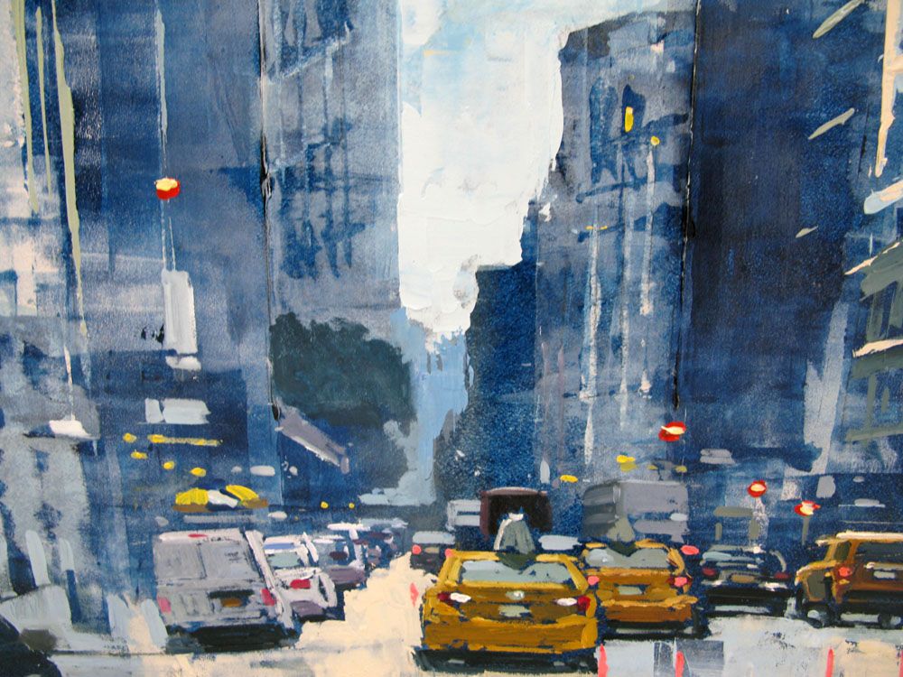 Tableau de ADRIEN FAVEAU a pour titre SUNNY 5TH AVENUE style figuratif dim : ADRIEN FAVEAUprix:2500