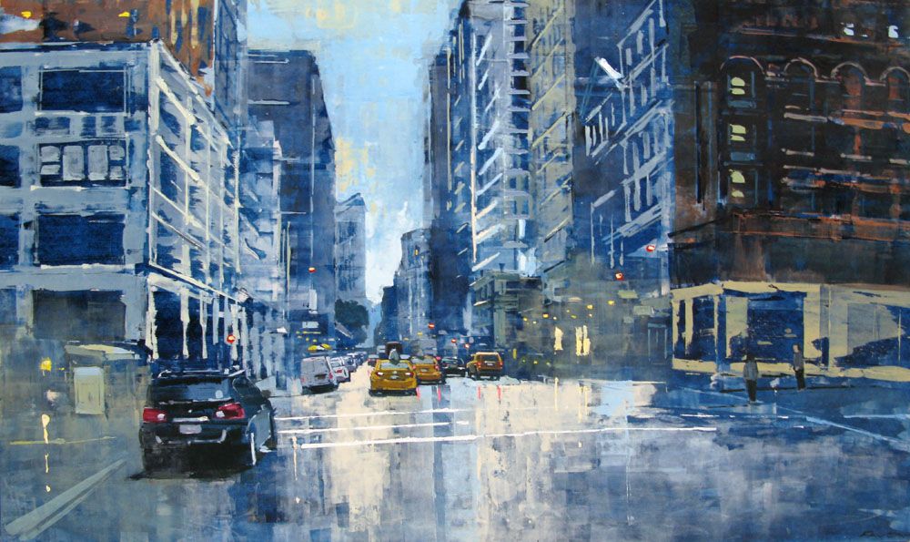 Tableau de ADRIEN FAVEAU a pour titre SUNNY 5TH AVENUE style figuratif dim : ADRIEN FAVEAUprix:2500