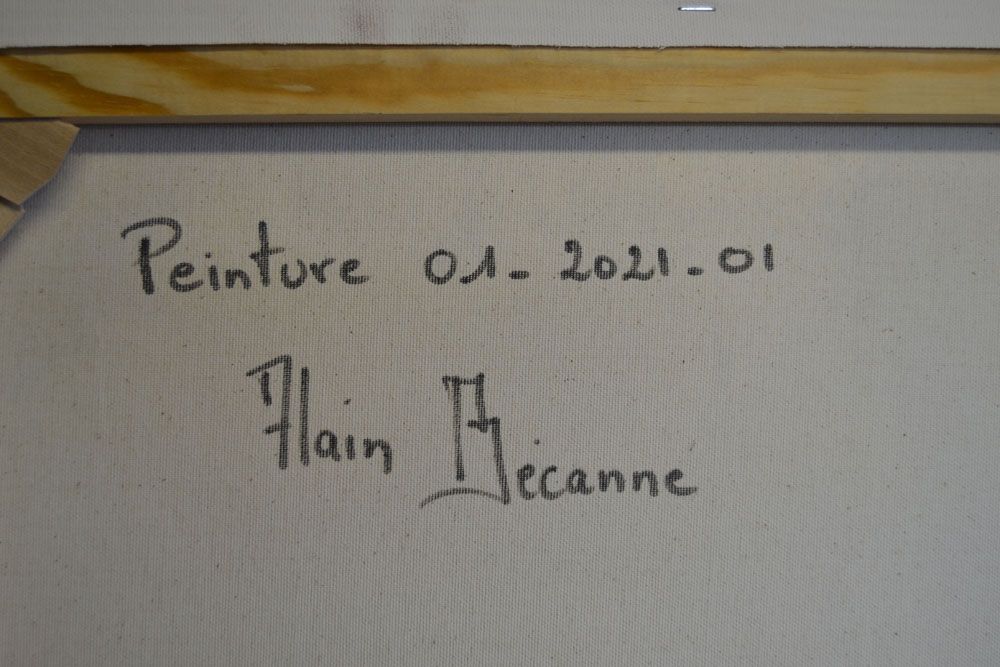 Tableau de ALAIN BECANNE a pour titre PEINTURE 01-2021-01 style abstrait dim : ALAIN BECANNEprix: