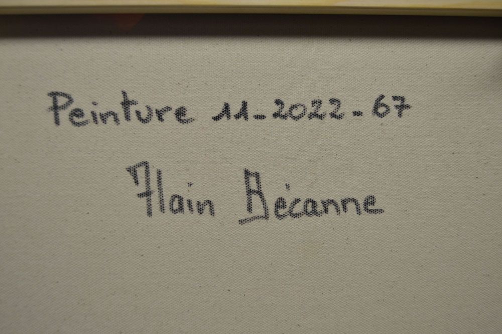 Tableau de ALAIN BECANNE a pour titre PEINTURE 11-2022-67 style abstrait dim : ALAIN BECANNEprix:900