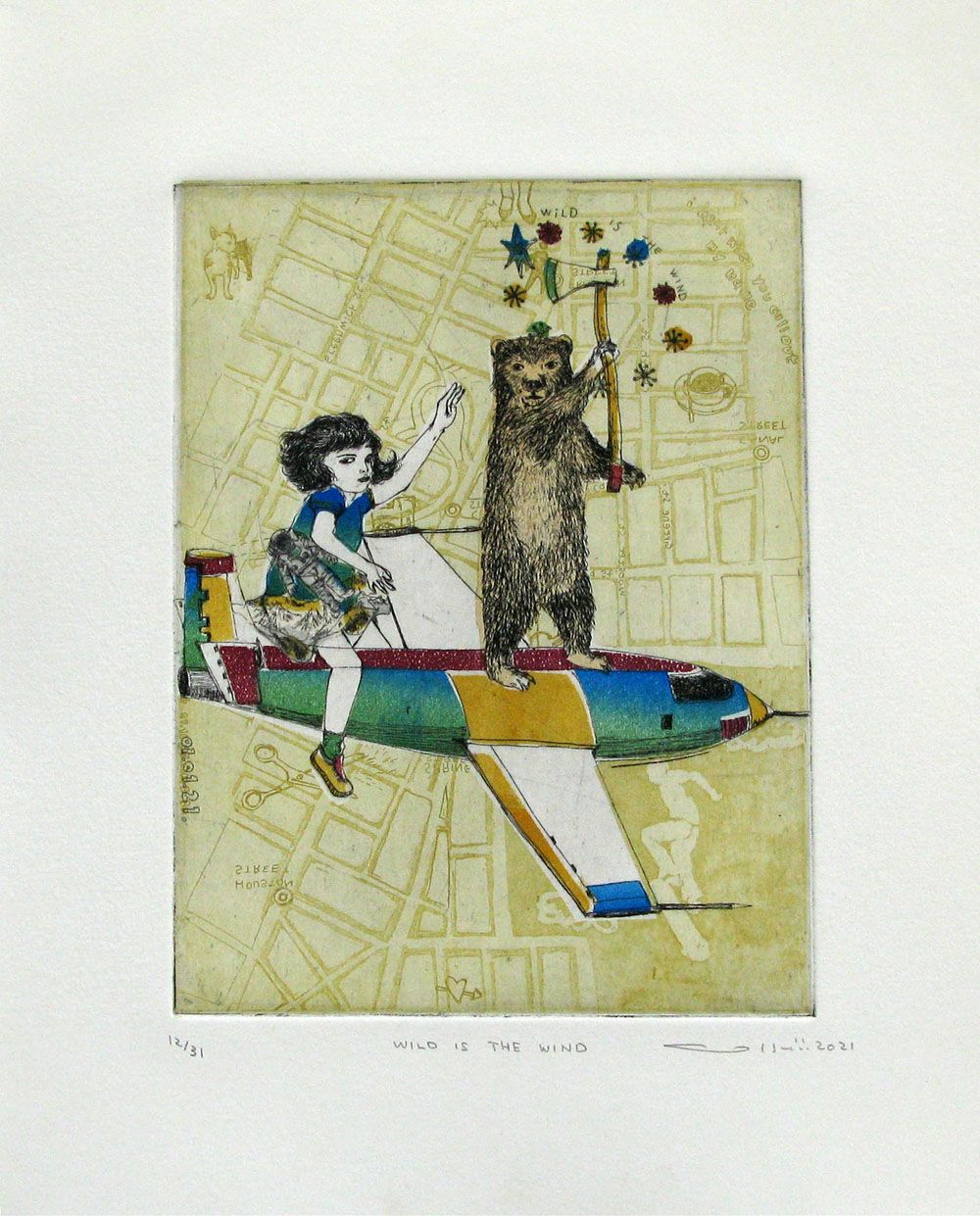 Dessin de ATSUKO ISHII a pour titre WILD IS THE WIND style figuratif dim : ATSUKO ISHIIprix:130