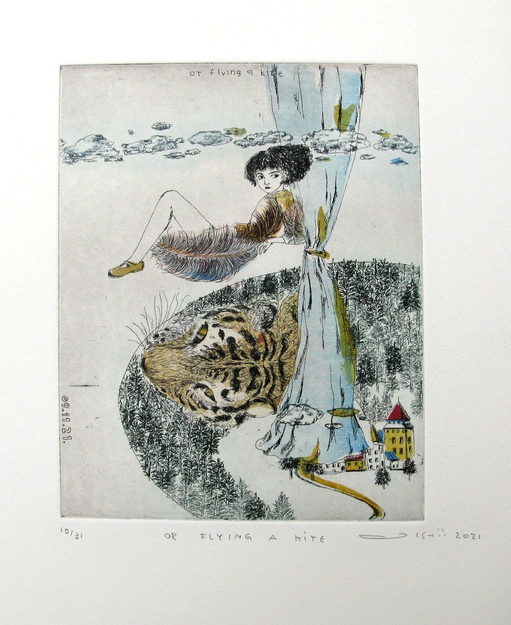 Editions d'art de ATSUKO ISHII a pour titre OR FLYING A KITE style figuratif dim : ATSUKO ISHIIprix:130