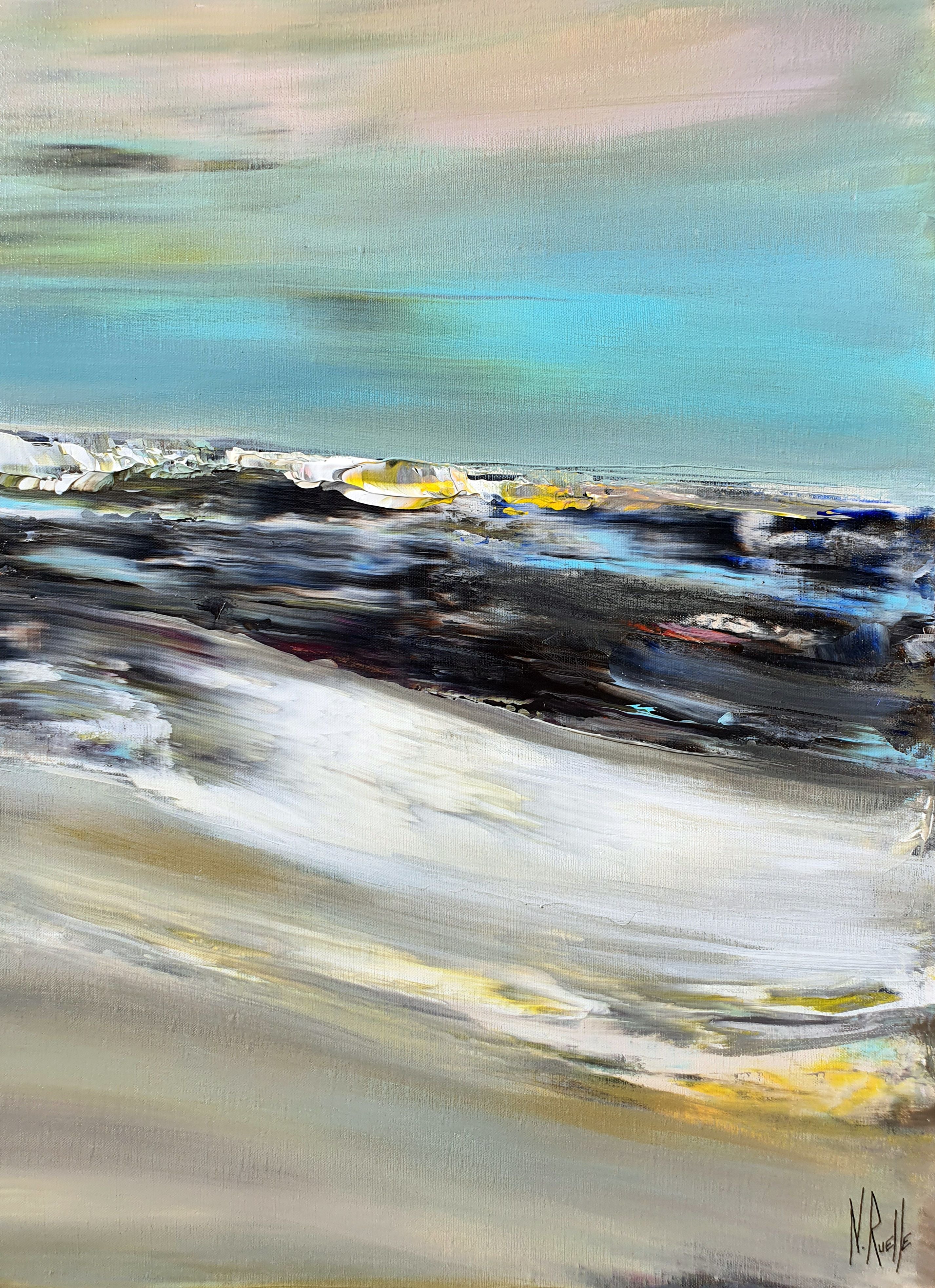 Tableau de RUELLE NICOLAS a pour titre AU BOUT DU VOYAGE style abstrait dim : RUELLE NICOLASprix:1000