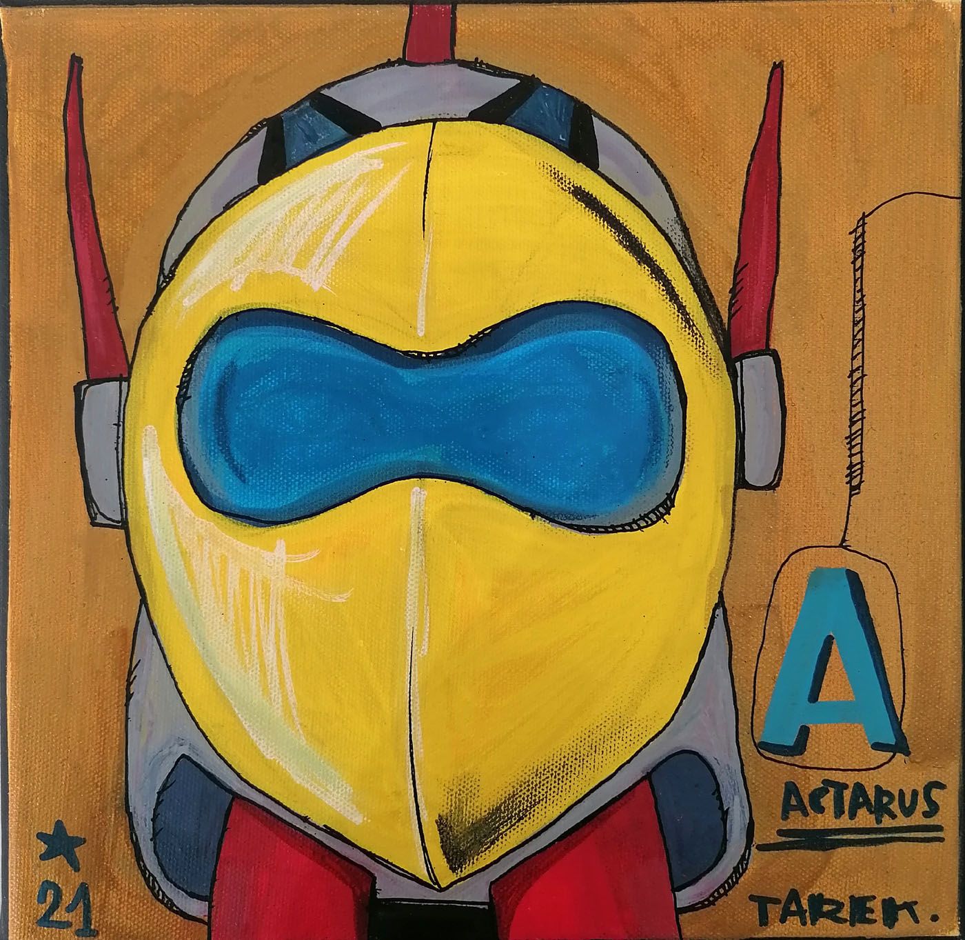Tableau de TAREK a pour titre Actarus style street pop art dim : TAREKprix:300