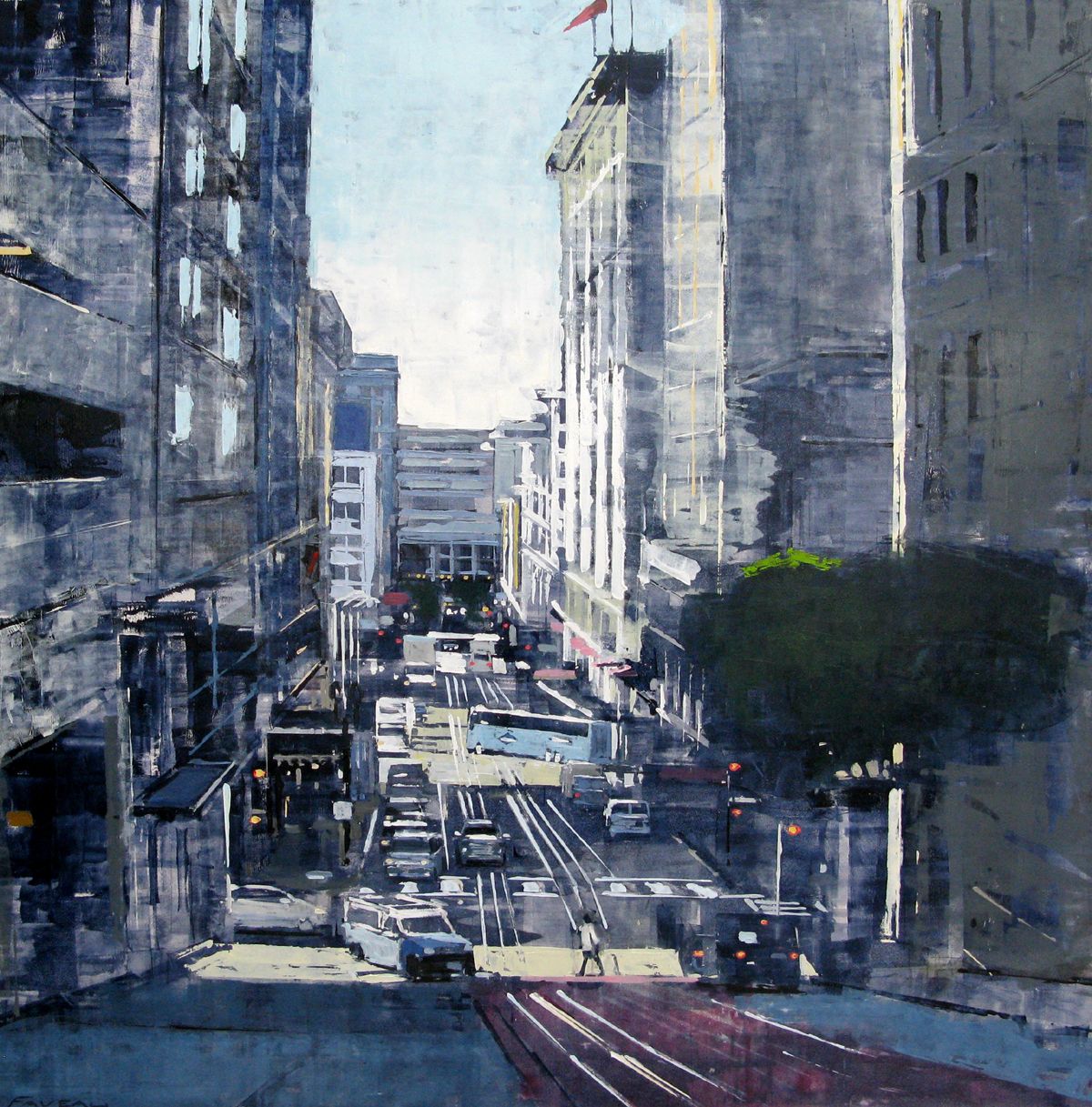 Tableau de ADRIEN FAVEAU a pour titre SUNNY UNION SQUARE style figuratif dim : ADRIEN FAVEAUprix:1250