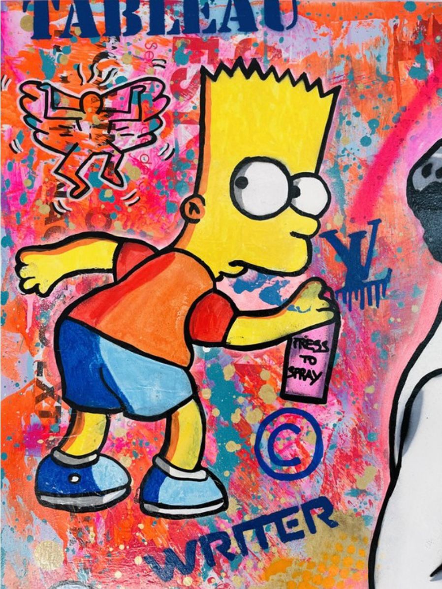 Tableau de SARA CHELOU a pour titre Art is everywhere style street pop art, street art dim : SARA CHELOUprix:1300