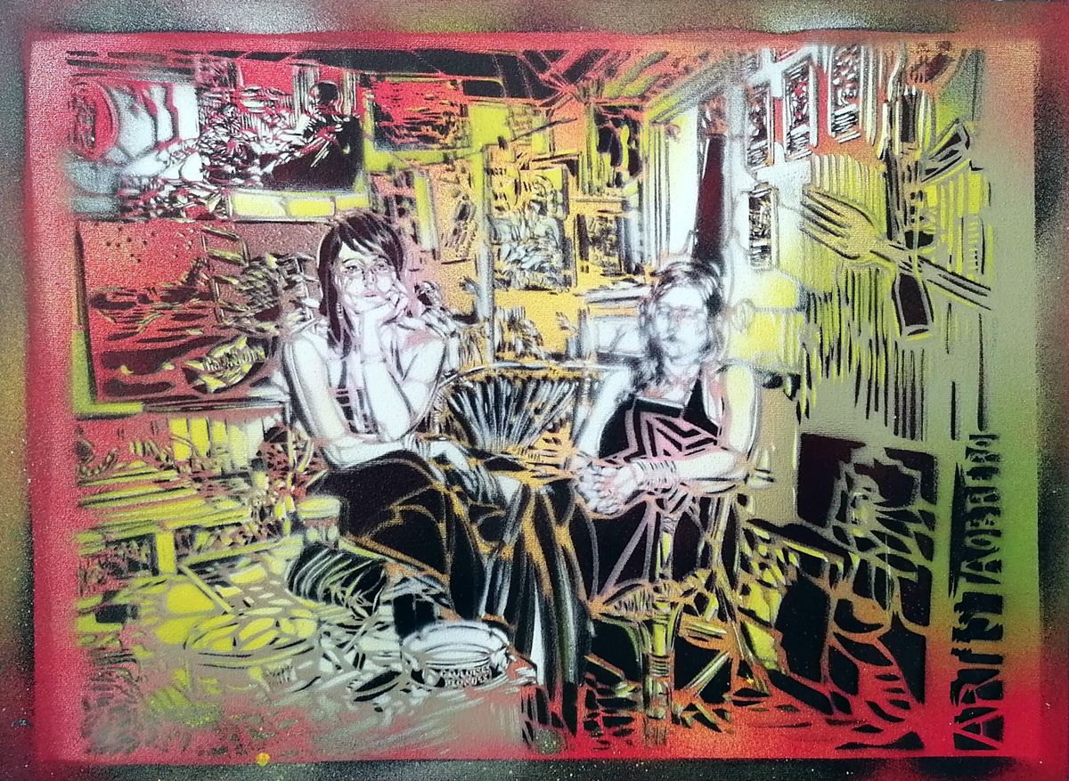Tableau de ARTISTE OUVRIER a pour titre ATELIER ASA style figuratif dim : ARTISTE OUVRIERprix:500