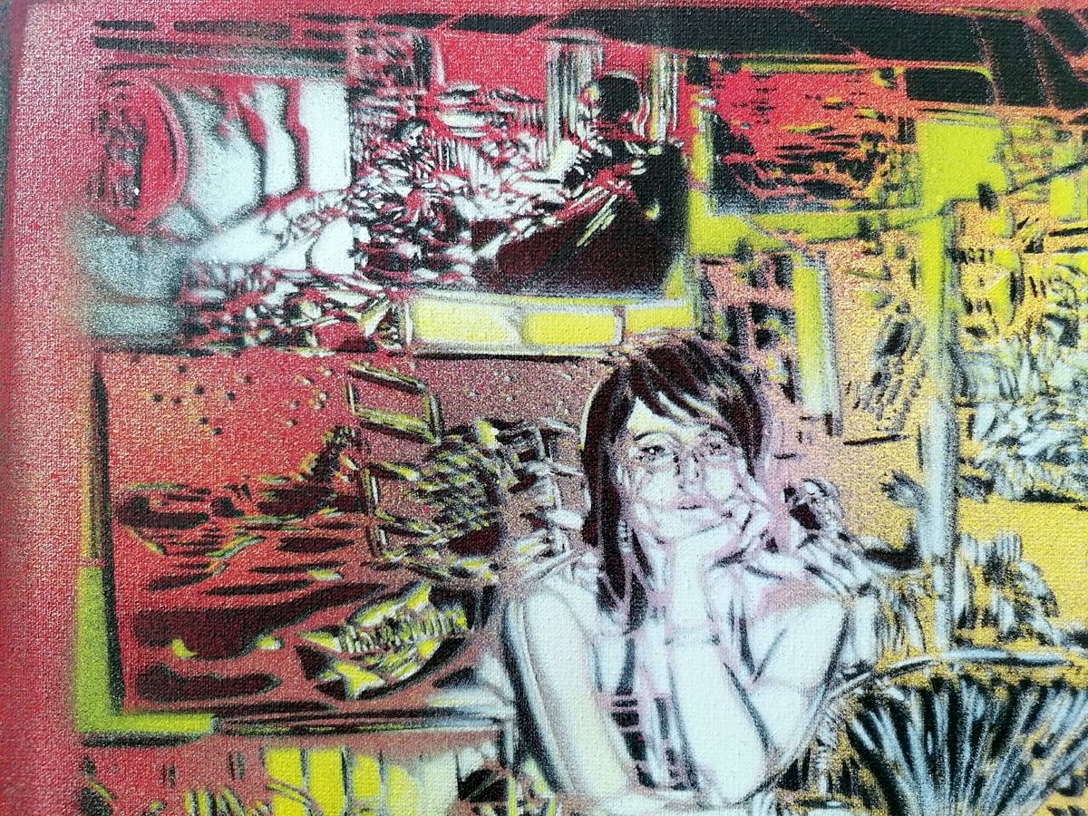 Tableau de ARTISTE OUVRIER a pour titre ATELIER ASA style figuratif dim : ARTISTE OUVRIERprix:500