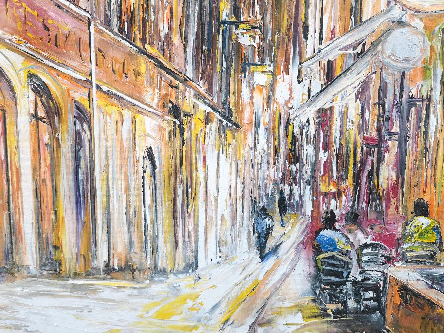 Tableau de PHIL a pour titre Au Bouchon de Rue St Jean, Lyon style figuratif dim : PHILprix:690