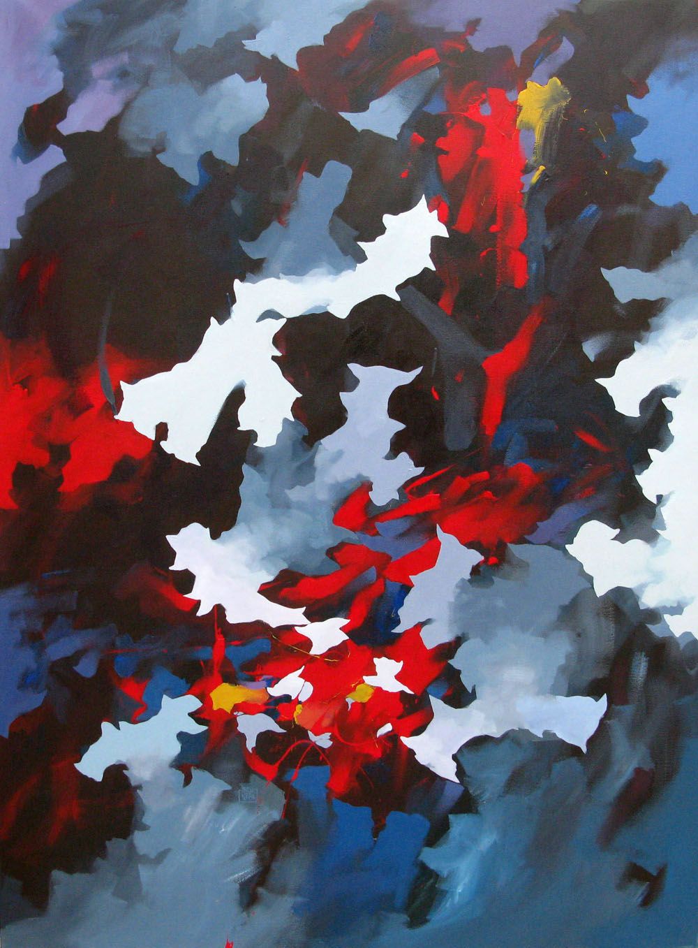 Tableau de BRUNEAU a pour titre DANS LES ABYSSES DU LAC BAIKAL style abstrait dim : BRUNEAUprix: