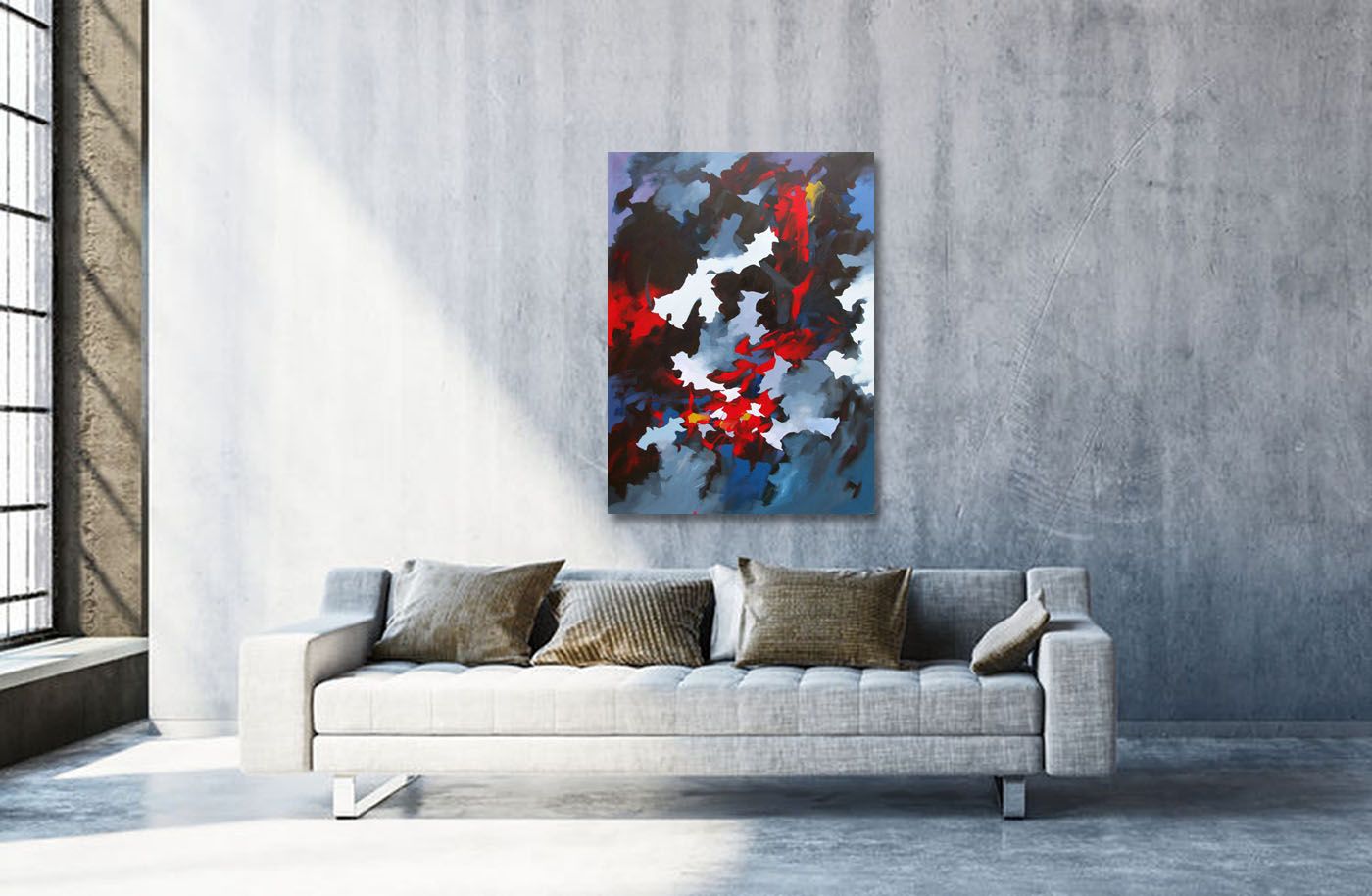 Tableau de BRUNEAU a pour titre DANS LES ABYSSES DU LAC BAIKAL style abstrait dim : BRUNEAUprix: