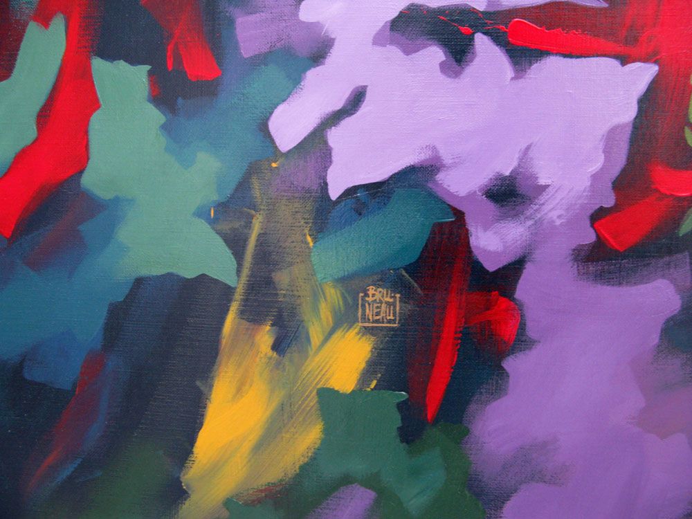 Tableau de BRUNEAU a pour titre PEINTURE ABSTRAITE 79 style abstrait dim : BRUNEAUprix: