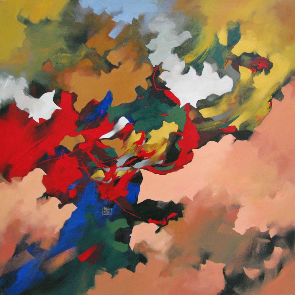 Tableau de BRUNEAU a pour titre PEINTURE ABSTRAITE 63 style abstrait dim : BRUNEAUprix: