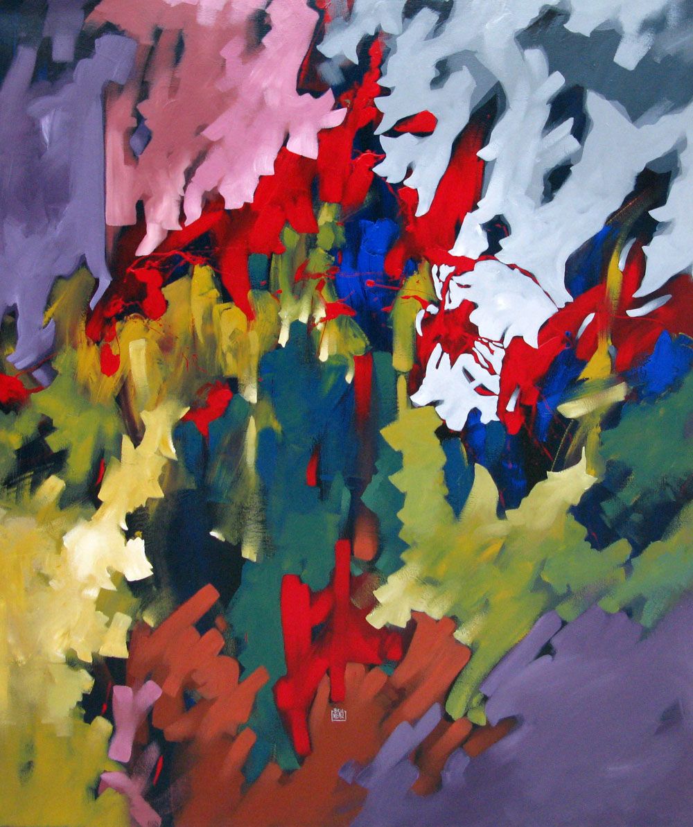 Tableau de BRUNEAU a pour titre PEINTURE ABSTRAITE 48 style abstrait dim : BRUNEAUprix:
