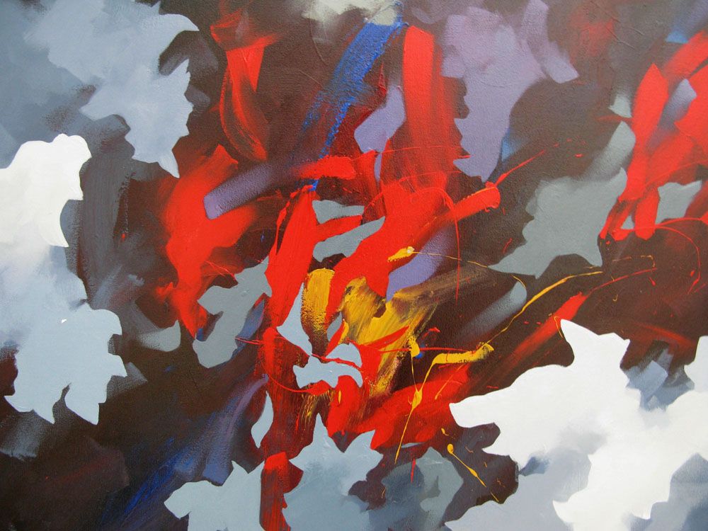 Tableau de BRUNEAU a pour titre L'OISEAU DE FEU style abstrait dim : BRUNEAUprix: